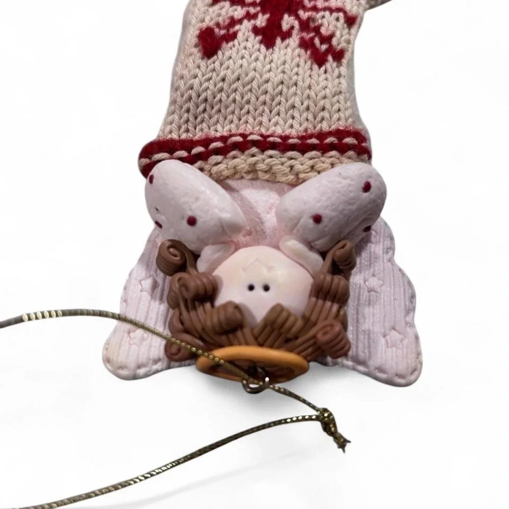 Vintage 2005 Avon Claydough Angel in Knit Stocking Ornament